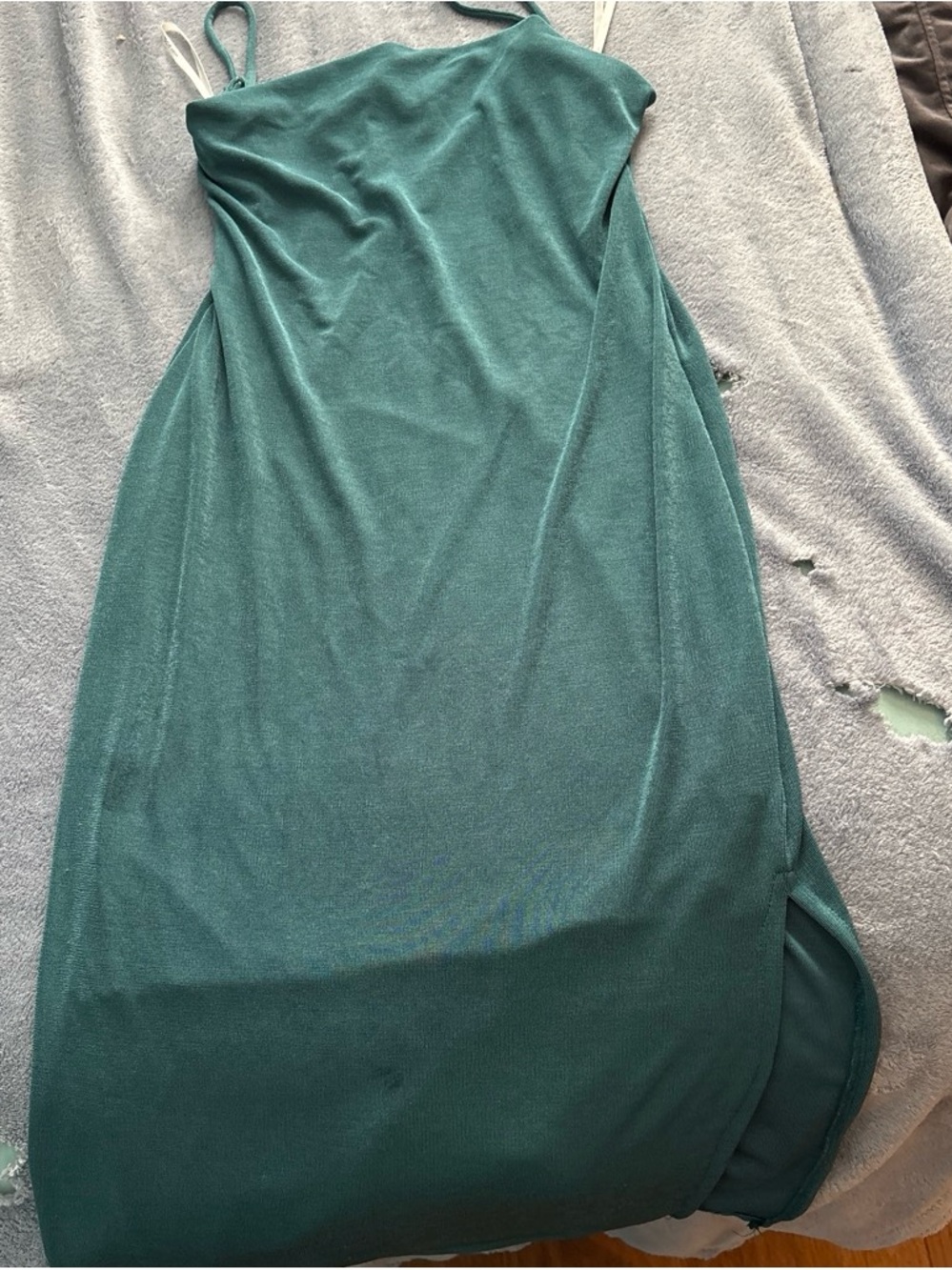 Aldo Teal Slip Midi Dress with Side Drape